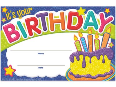 Color My World Birthday Certificates at Lakeshore Learning